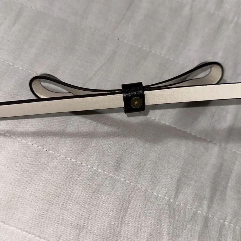 kate spade L Black Cream Pale Gold Tone Bow Belt